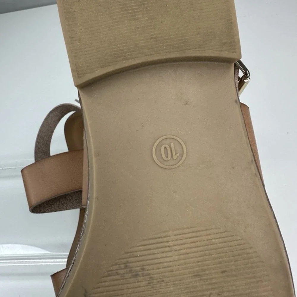 Universal Thread Womens Tan Square Toe Studded Slingback‎ Flat Sandals Size 10